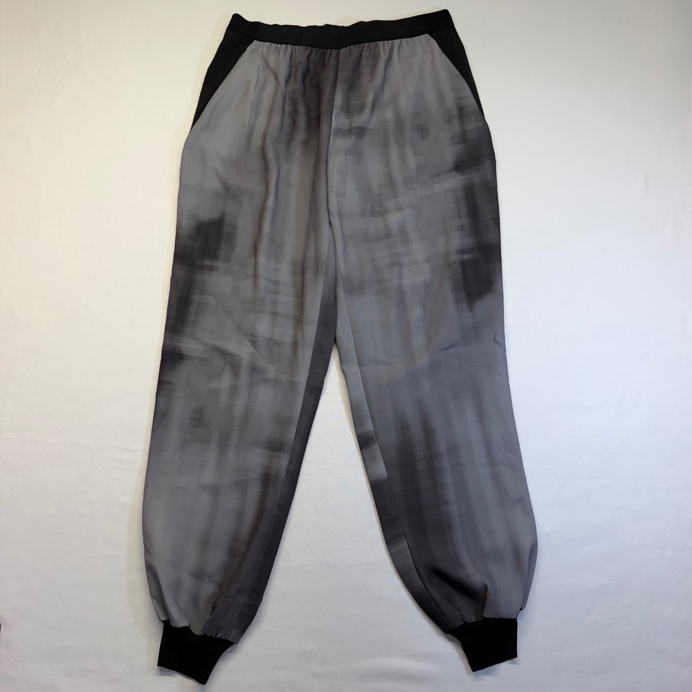 Elie Tahari Brenna Jogger Pants M Gray Black Womens Abstract Pull On Cuffed NWT